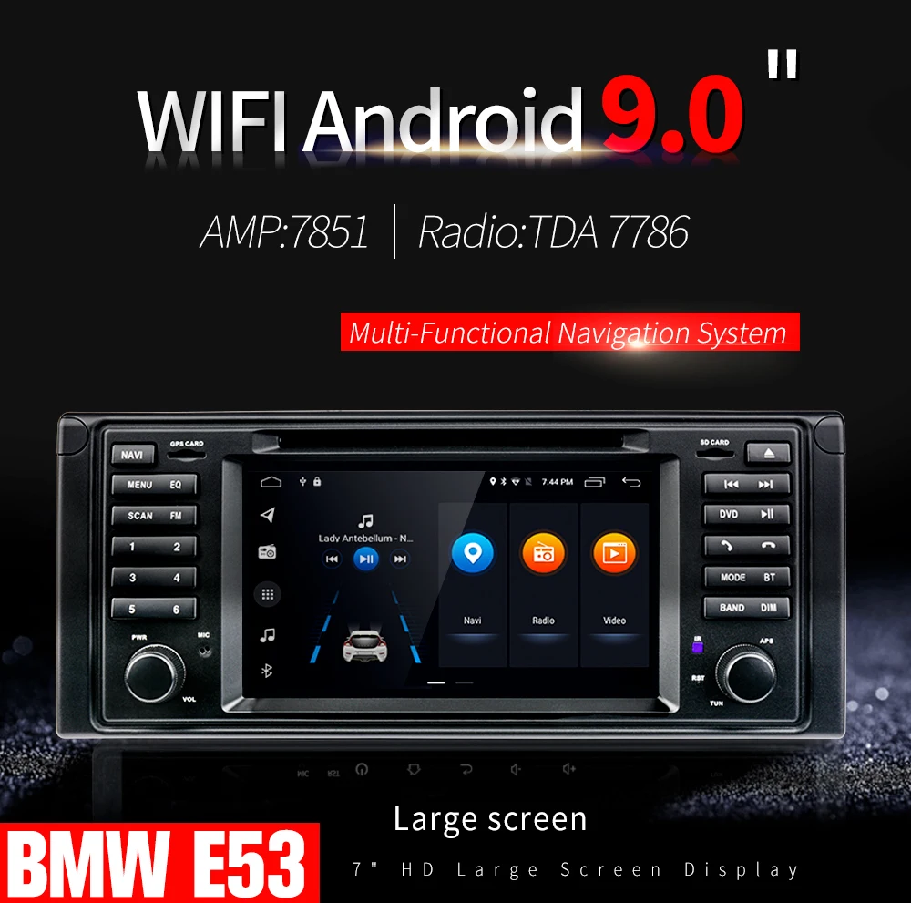Excellent Kapud  Android 9.0 Navigation With DVD 7” Car GPS  Free Shipping SWC Canbus  MIC Bluetooth for BMW E53 Original Car Multimedia 0