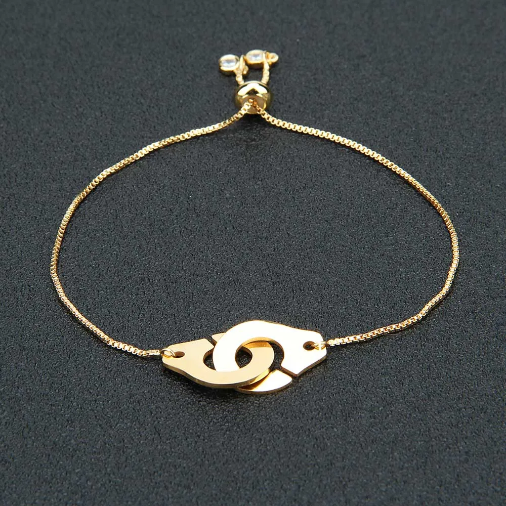 ZG модный браслет наручники из нержавеющей стали для влюбленных, браслет с замком для женщин и девочек, подарок на день Святого Валентина - Окраска металла: gold color