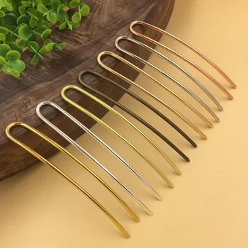 

20 PCS 100mm*3mm Hair Sticks Metal Copper 7 Colors Plated U Shape Hair Pins Base Setting For Women DIY Jewelry Making