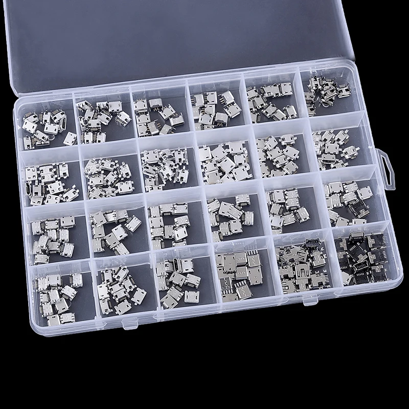 

100/240 Pcs 24 Mixed Models Micro USB Connector Socket Jack For MP3/4/5 Lenovo ZTE Huawei L15