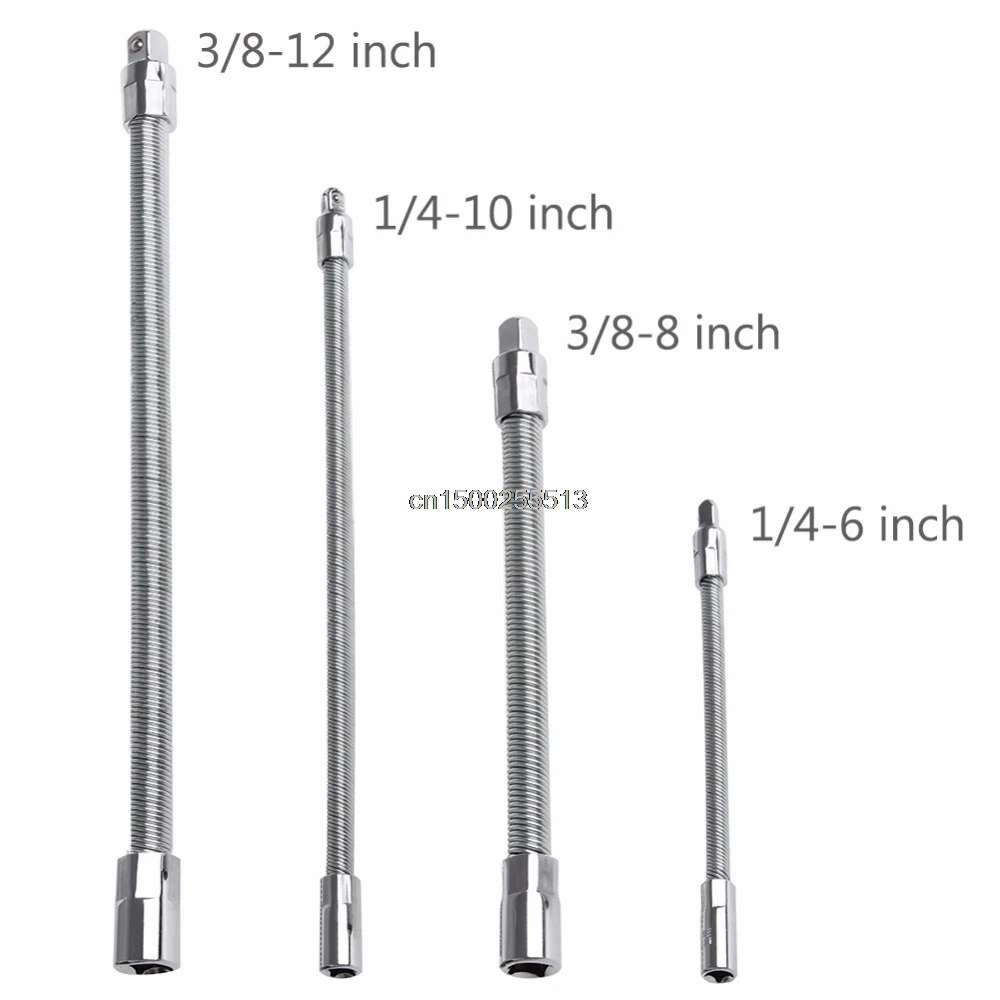 

6/8/10/12" 3/8" 1/4" Hex Flexible Hose Screwdriver Extension Bit Adapter Socket