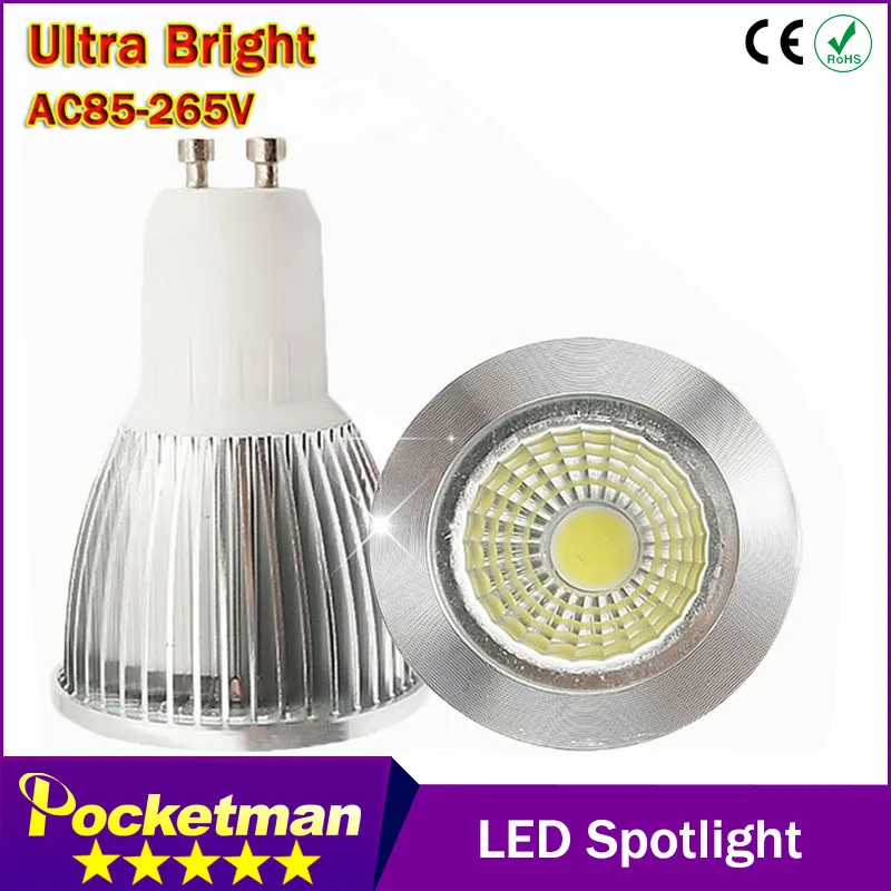 GU10 LED лампа супер яркая 3 Вт 5 7 Led COB прожекторы 110 В 220 диммируемая Светодиодная