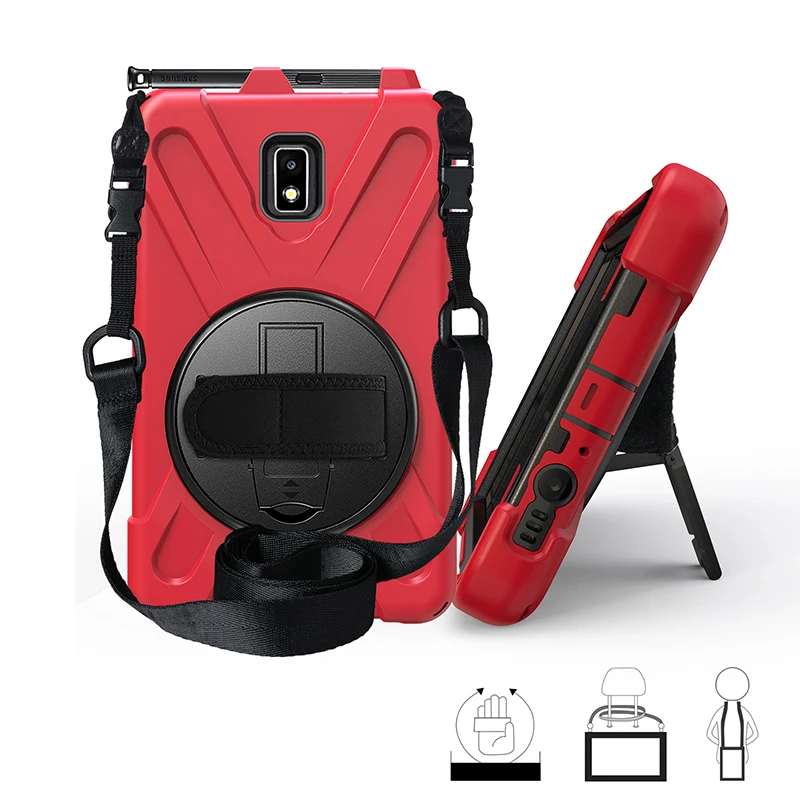 

Kids Safe Shockproof Silicone+ PC Back Case with Shoulder and Hand Strap for Samsung Galaxy Tab 2 8.0 Active 2 T390 T395 T397