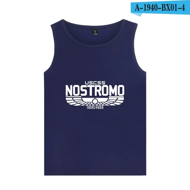 Фильм Alien Starship nostomo безрукавки Бодибилдинг майка для мужчин Alien WEYLAND corp. USCSS 180286 Starship nostomo Летний жилет - Цвет: navy blue