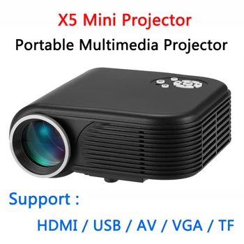 

X5 Mini projector LED Projector 180 Lumens 1080P Movie LCD 640x480 MAX 1920x1080 with HDMI VGA USB AV Remote Home Projector