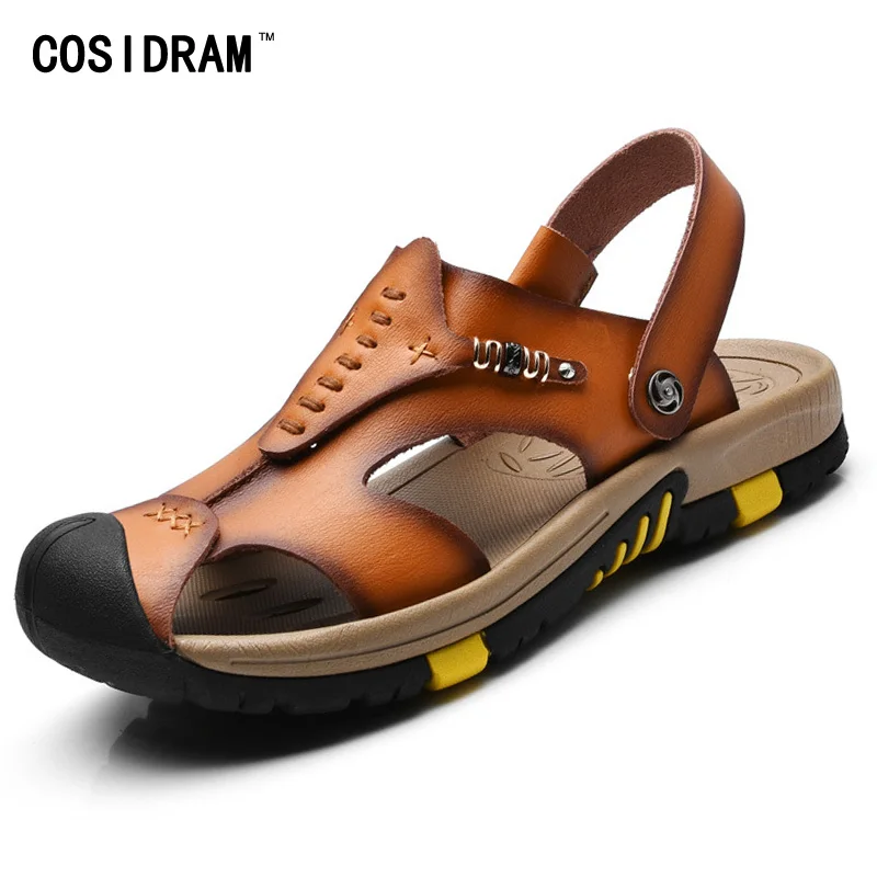 Brand Designer Split Leather Men Sandals New 2017 Summer Casual Men