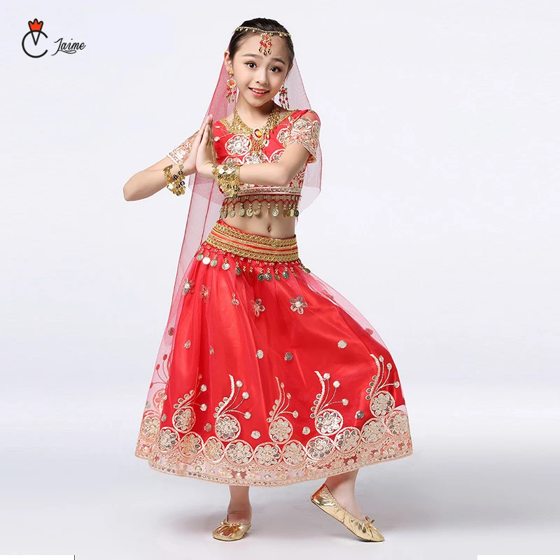 

Children Belly Dance Costume Set Stage Performance Belly Dancing Clothes for girls India dance Bollywood Outfit Kids 3/8pcs