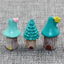 3 pc/lot Christams Tree House Mini resin craft DIY home decor miniature fairy garden decoration accessories modern figurine toys