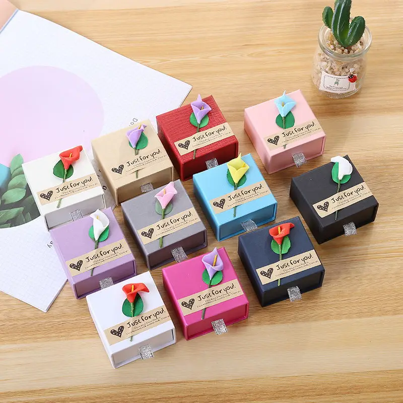 

Kraft Paper Drawer Jewelry Gift Box with Removable Cotton Pad Ring Display Box Jewelry Box Multiple Colors