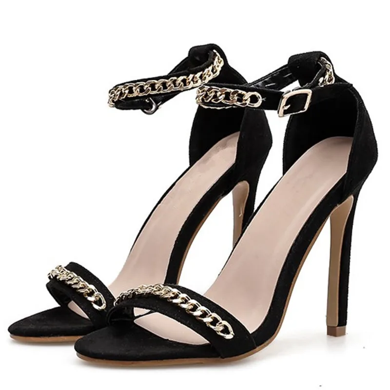 

Chain Barely There Skinny Heels Womens Ankle Strap Heels Summer Party Stiletto Open Toe Sandals