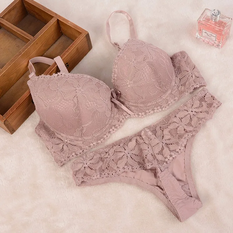 bra and brief sets [Cheap]New 2016 Lace Embroidery Bra Set Women Plus Size Push Up Underwear Set Bra and Panty Set 32 34 36 38 ABC Cup For Female cotton bra and panty sets