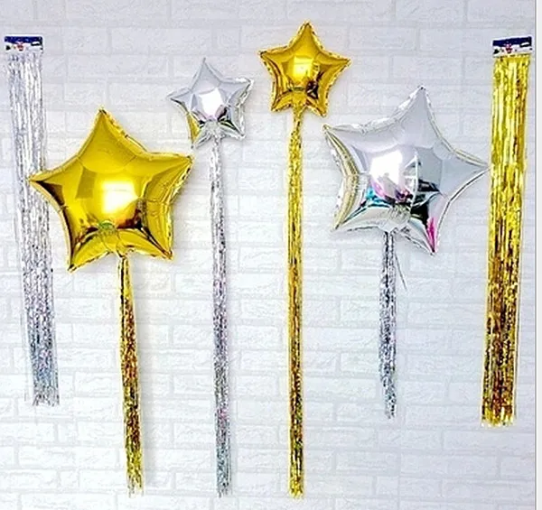 

Metallic Silver Gold Rainbow Foil Fringe Curtains Party Wedding Event Decoration 10cards/lot