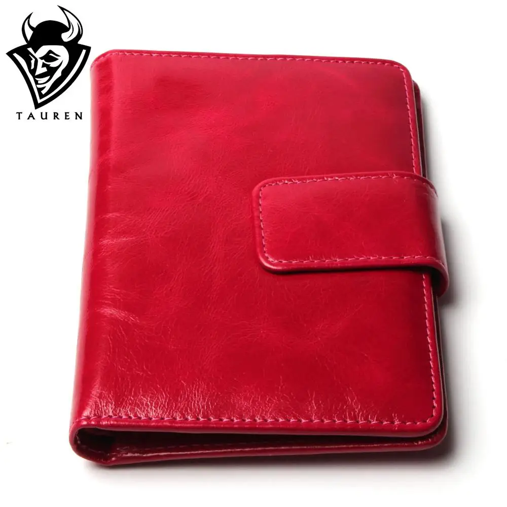 Genuine Leather Women Short Vintage Wallet Passport Package Oil Wax Women Wallets Purse Brand Design High Quality Women's Wallet