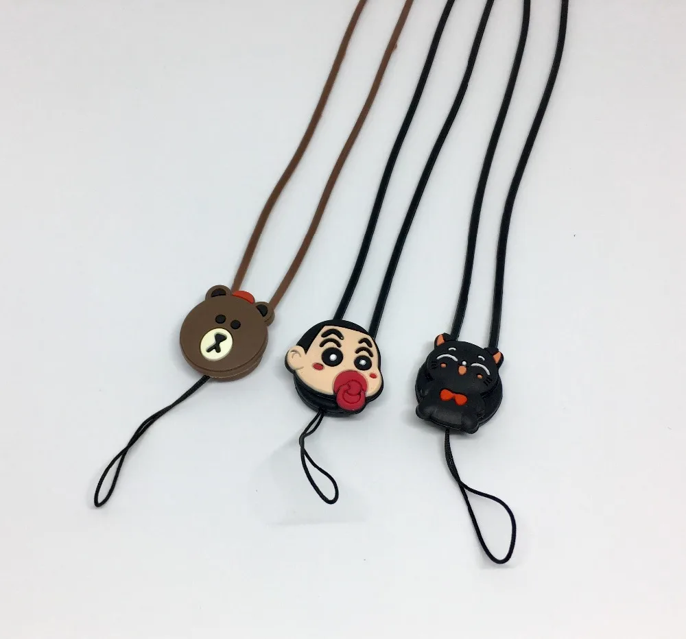 10 قطعة/الوحدة لطيف Amimals الفاكهة سيليكون سلسلة مفاتيح قصيرة ID بطاقة USB شنق حبل كاميرا أحزمة هاتف المحمول