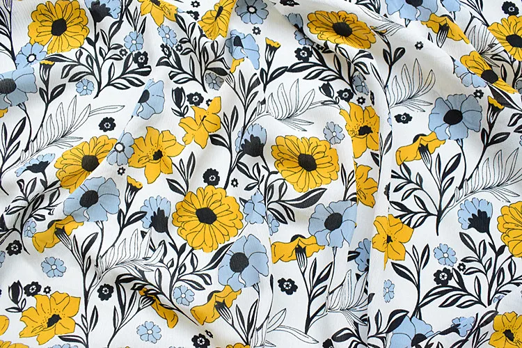 

couture fashion chiffon fabric,faux silk satin,Hydrangea floral,green leaves,Smooth,Drape,Sewing,Craft by the meter LL-26