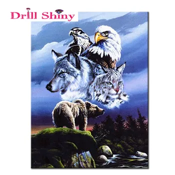 

DIY 5D Diamond Mosaic Wolf Tiger Eagle Resin with Full Painting Cross Stitch Kits Diamonds Embroidery Home Decoration