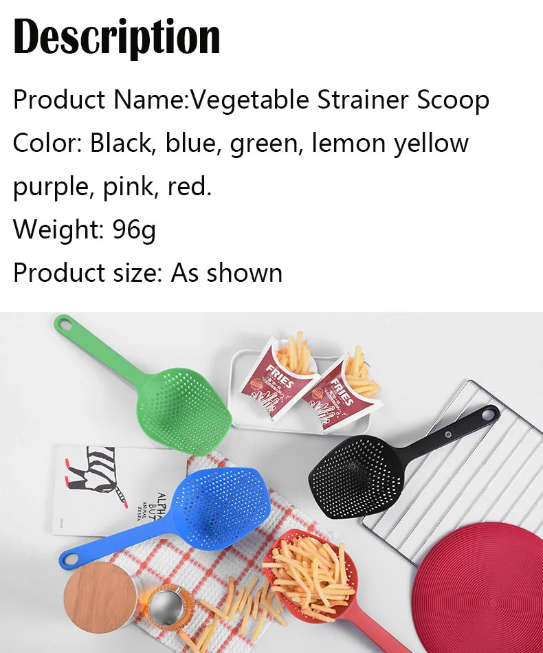 Vegetable Strainer Cooking Shovels Vegetable French Fries Strainer Scoop Nylon Spoon Large Colander Soup Filter Kitchen Tools