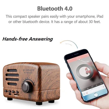 

Retro Bluetooth Speaker Portable Mini Speakers Support Tf Card Playing Fm Radio Hands-Free For Phone Pc Wireless Speakers-Brow