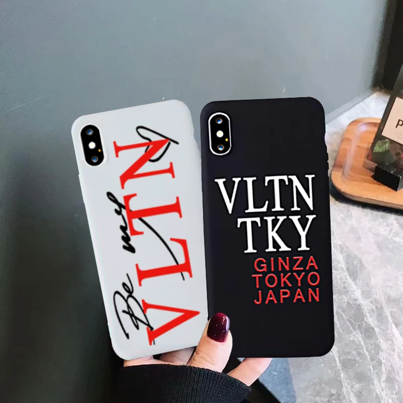 

GYKZ Luxury Brand Italy VLTN Phone Case For iPhone XS MAX XR X 7 8 6 6s Plus Fashion Soft Matte Silicone Back Cover Coque Shell