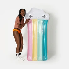 Гигантский надувной бассейн плавает Радужный Надувной Матрас Бассейн плавающий ряд плавательный салон гамак Открытый вечерние пляжные игрушки коврик для загара