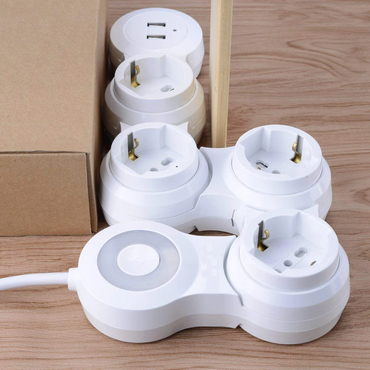 Power Strip Multiple 4 way EU Outlets Electric Switch Plug Socket with USB Port 2500W 10A 1.8m Extension Cord Travel Home Office