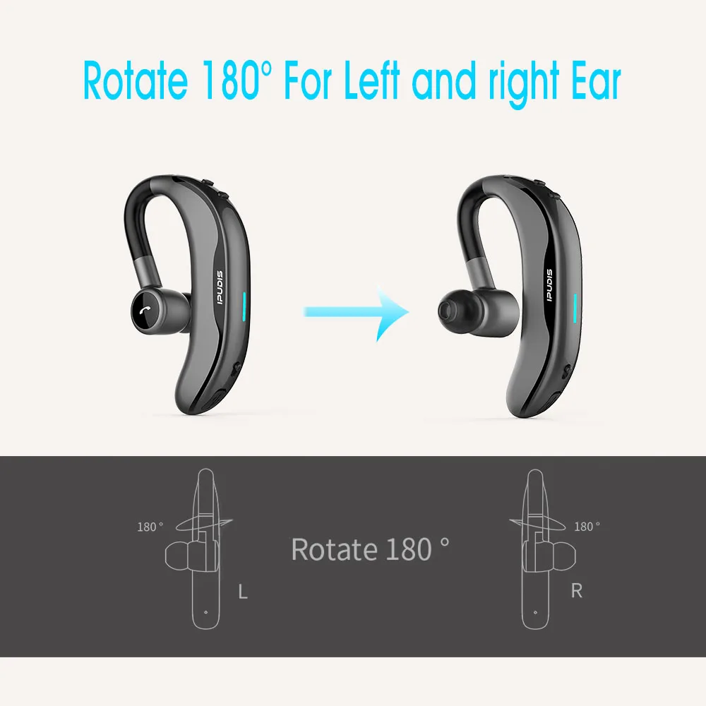 IPUDIS беспроводные наушники-вкладыши с ушным крюком, Bluetooth наушники, 170 мА/ч, одна гарнитура с микрофоном для вождения