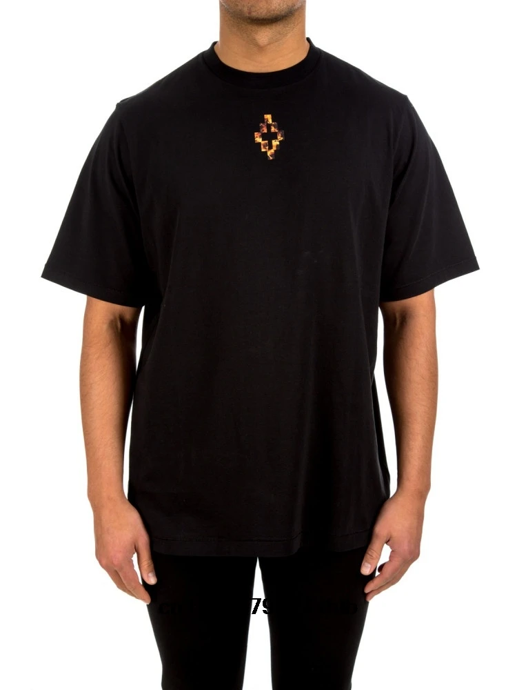 

Men t shirt Fashion Brand Marcelo Burlon Black Flame Tee Summer t-shirt novelty tshirt women