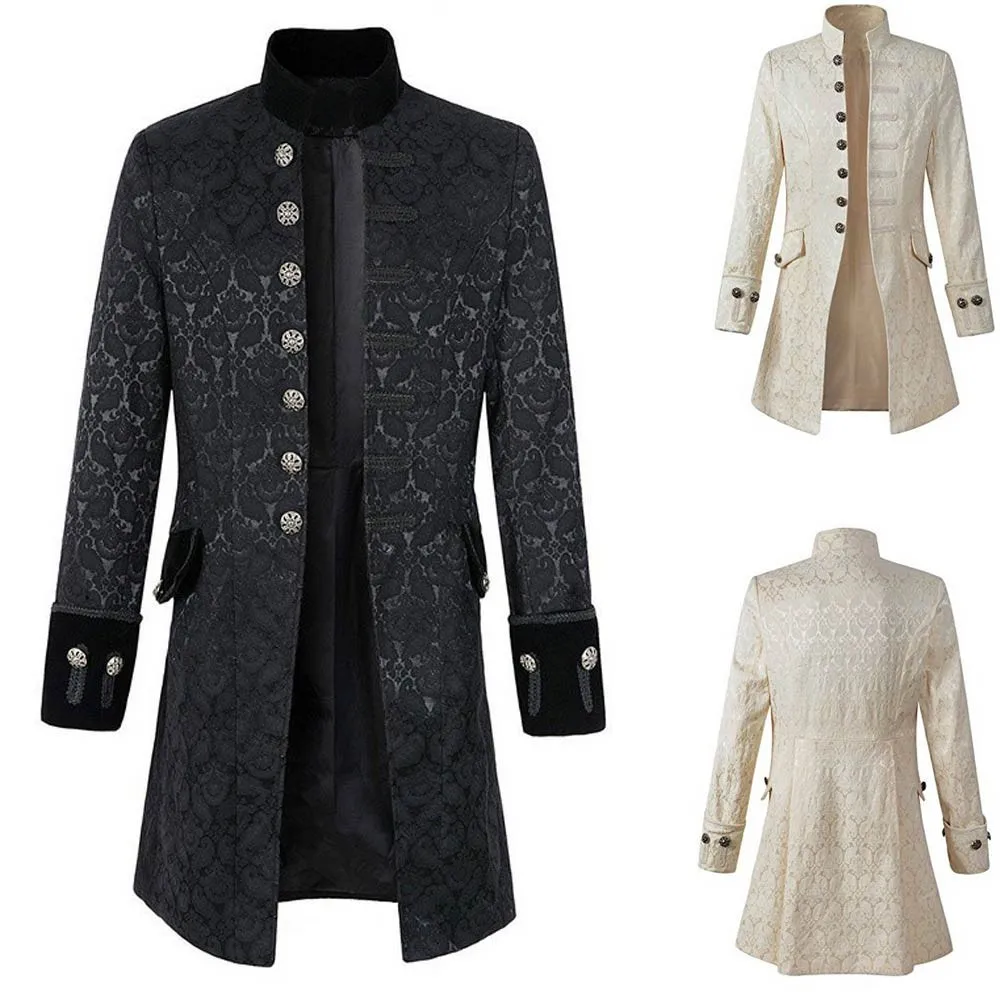 

2018 Men's Print Coat Tailcoat Gothic Frock Coat Uniform Costume Praty Simplicity Praty Outwear Outwear Clothes Erkek Mont 10