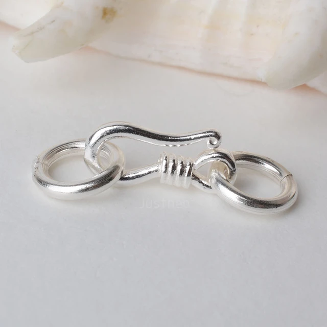 Sterling Silver S Hook & Eye Fish Clasp With Closed Jump Ring, For