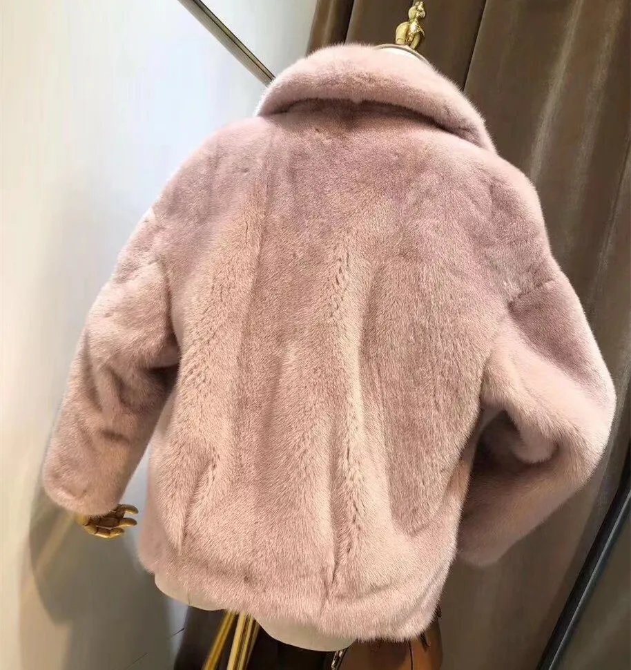 Winter Clothes Women Natural Real Mink Fur Coat Motorcycle Jacket Thick Warm Ladies Real Fur Coat