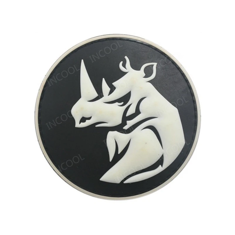 

PVC Patch Rhino Head Tactical Military Morale Hook Patch Rhinoceros Rubber Patches Armband Combat Badges For Clothing Backpack