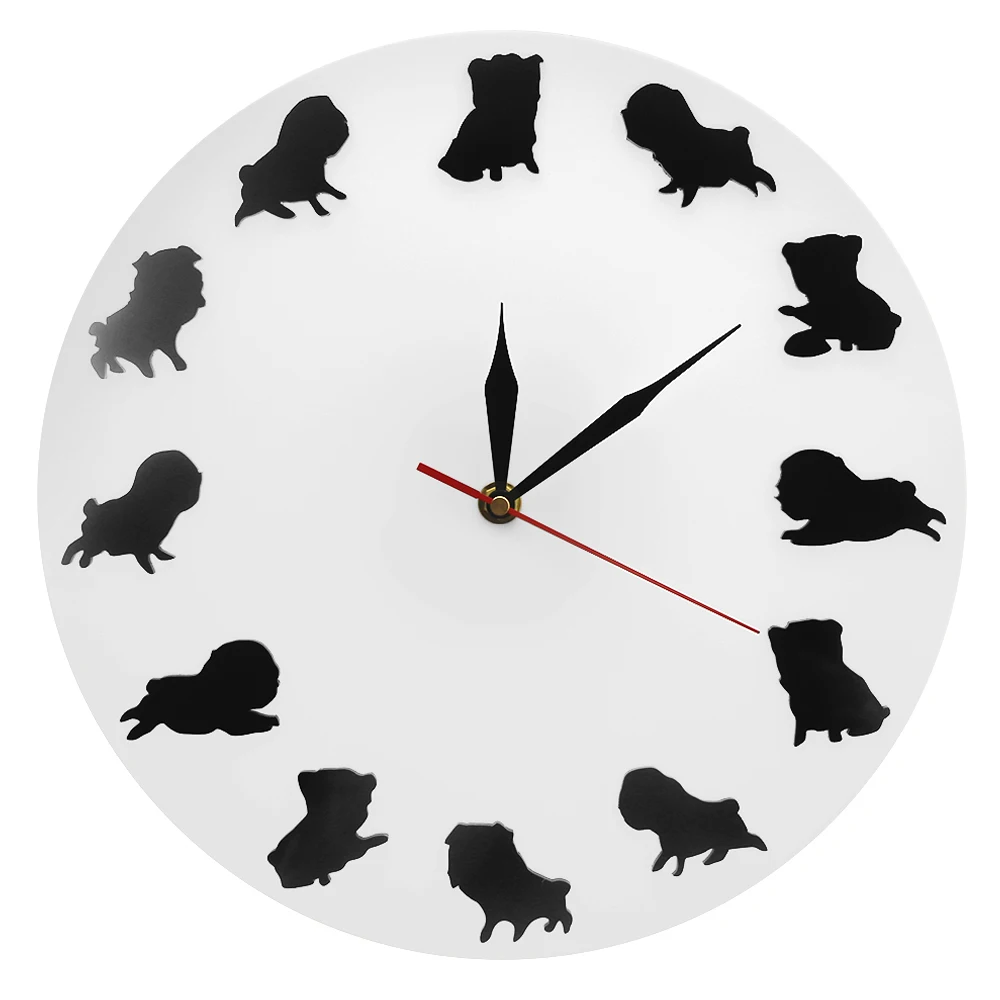 

Puppy Pet Dog Friends Wall Clock Minimal Dog Breeds Modern Wall Decor Decorative Wall Clock Dog Silhouettes Interior Inspiration