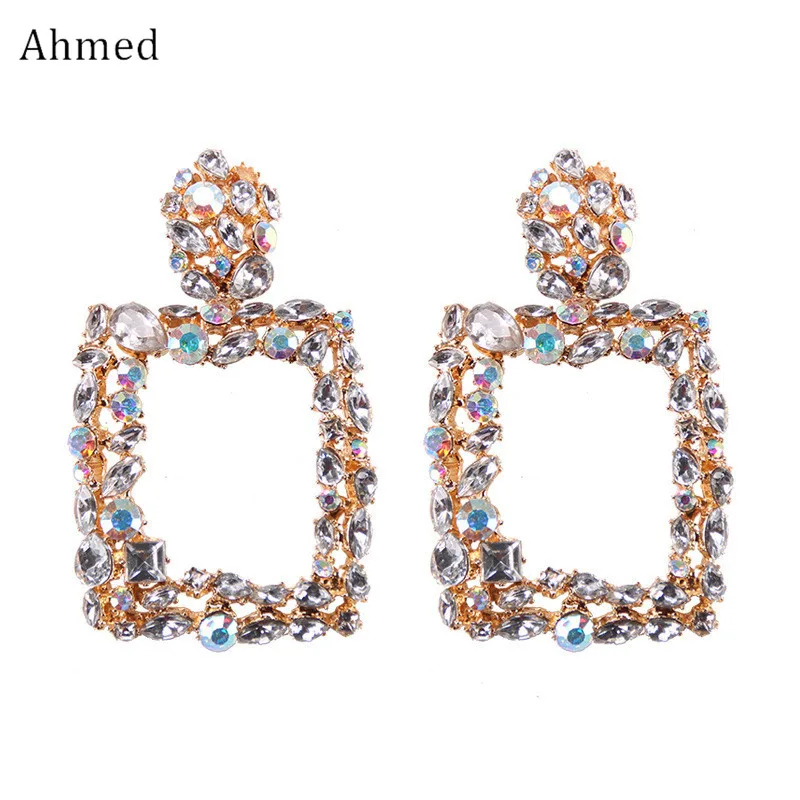 Ahmed Модные Разноцветные серьги с камнями очаровательный со стразами Висячие серьги-капли для женщин Свадебная вечеринка рождественские украшения