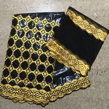 bazin brode getzner, Высококачественная кружевная черная нигерийская кружевная ткань с камнями, bazin riche getzner, 5+ 2 ярдов/партия