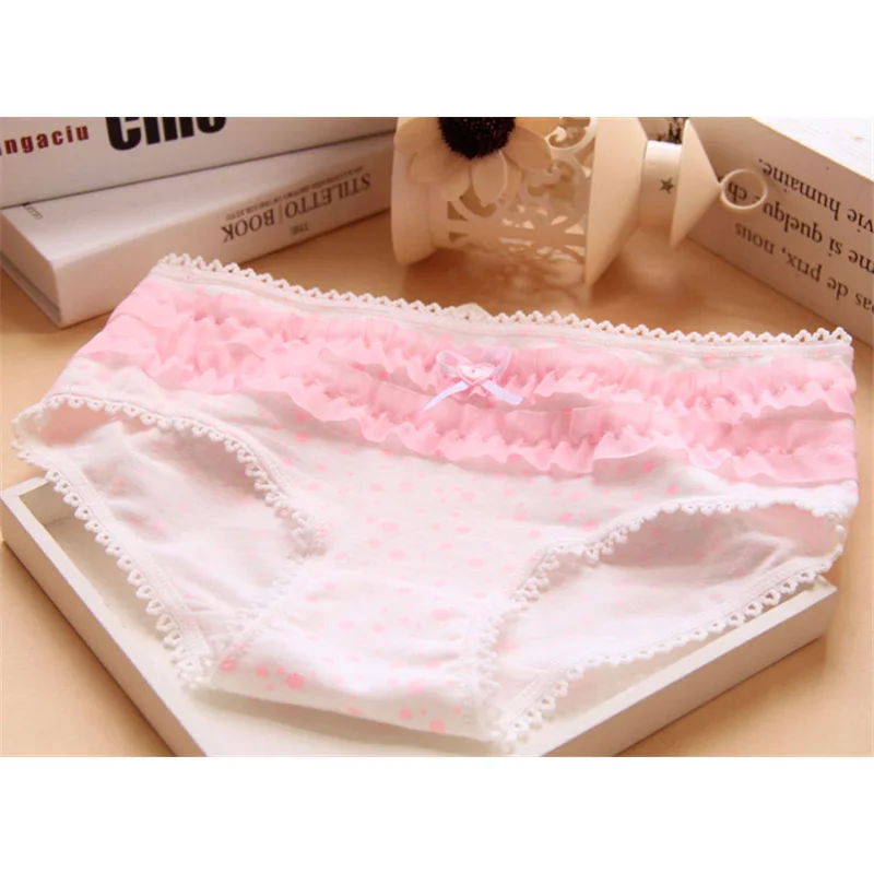 Dot Lace Ruffles Briefs Underwear Bow Panties Girls Breathable Young Women Lingerie Teenage Underpants Lovely Panties For Girl