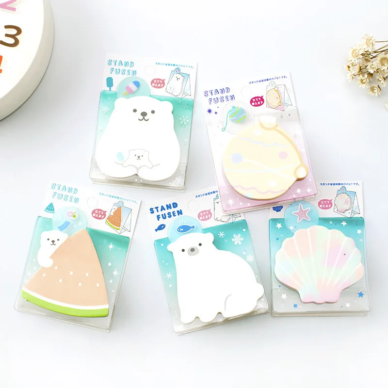 

Winter Series Polar Bear Self-Adhesive Memo Pad Cute Sticky Notes Stationery Bookmark School Office Supply