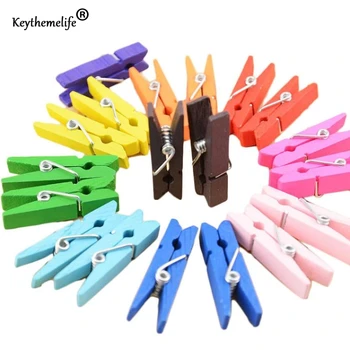 

50pcs/lot 25mm 35mm 45mm Wooden Peg pin Craft Clips multi color for Photo Paper Clothes for mom gift A