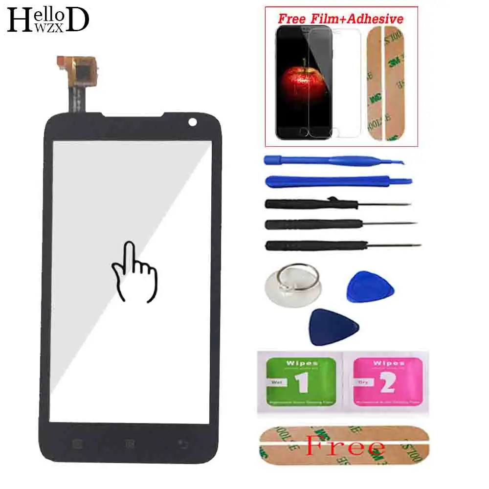 

4.5" For Lenovo A526 526 Touch Screen Panel Digitizer Front Glass Lens Sensor Touchscreen Tools Adhesive + Screen Protector Gift