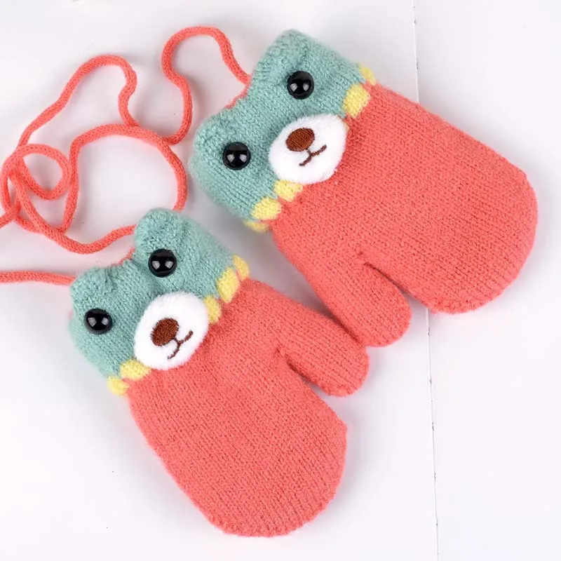 Bear Winter Baby Gloves Cartoon Warm Kids Mittens Knitted Cotton Baby Gloves For Girls Boys Crochet Mittens Baby Accessories (6)