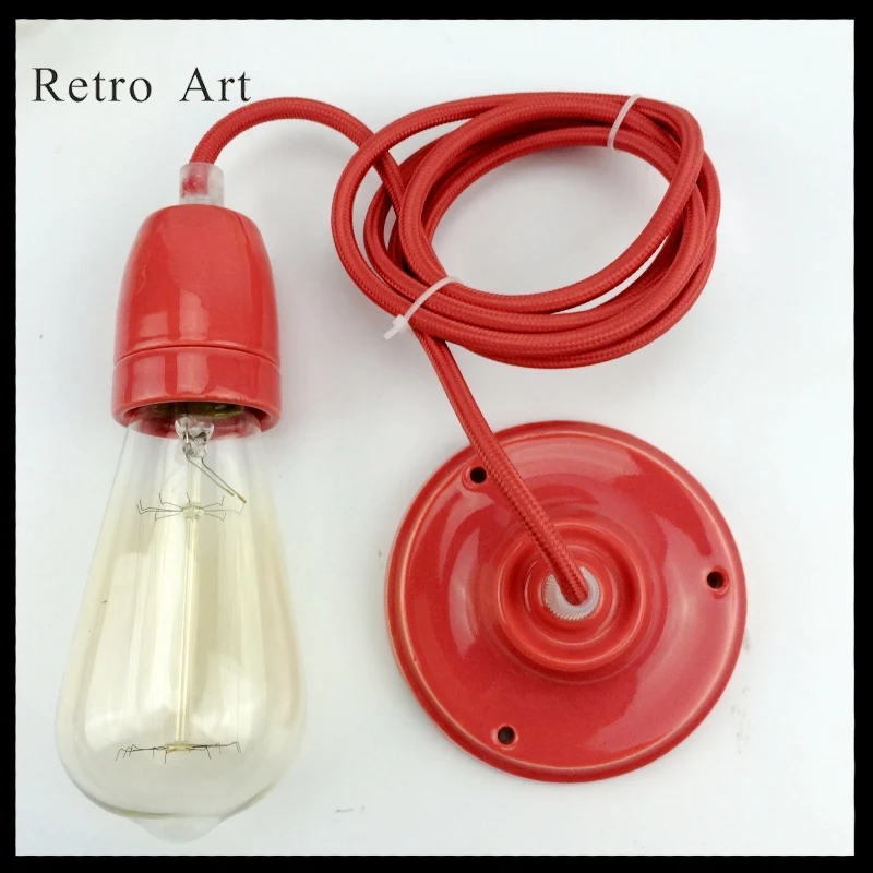 vintage Industrial Pendant lamp kit retro edison style Fabric Wire Kit Cord Set with lamp socket
