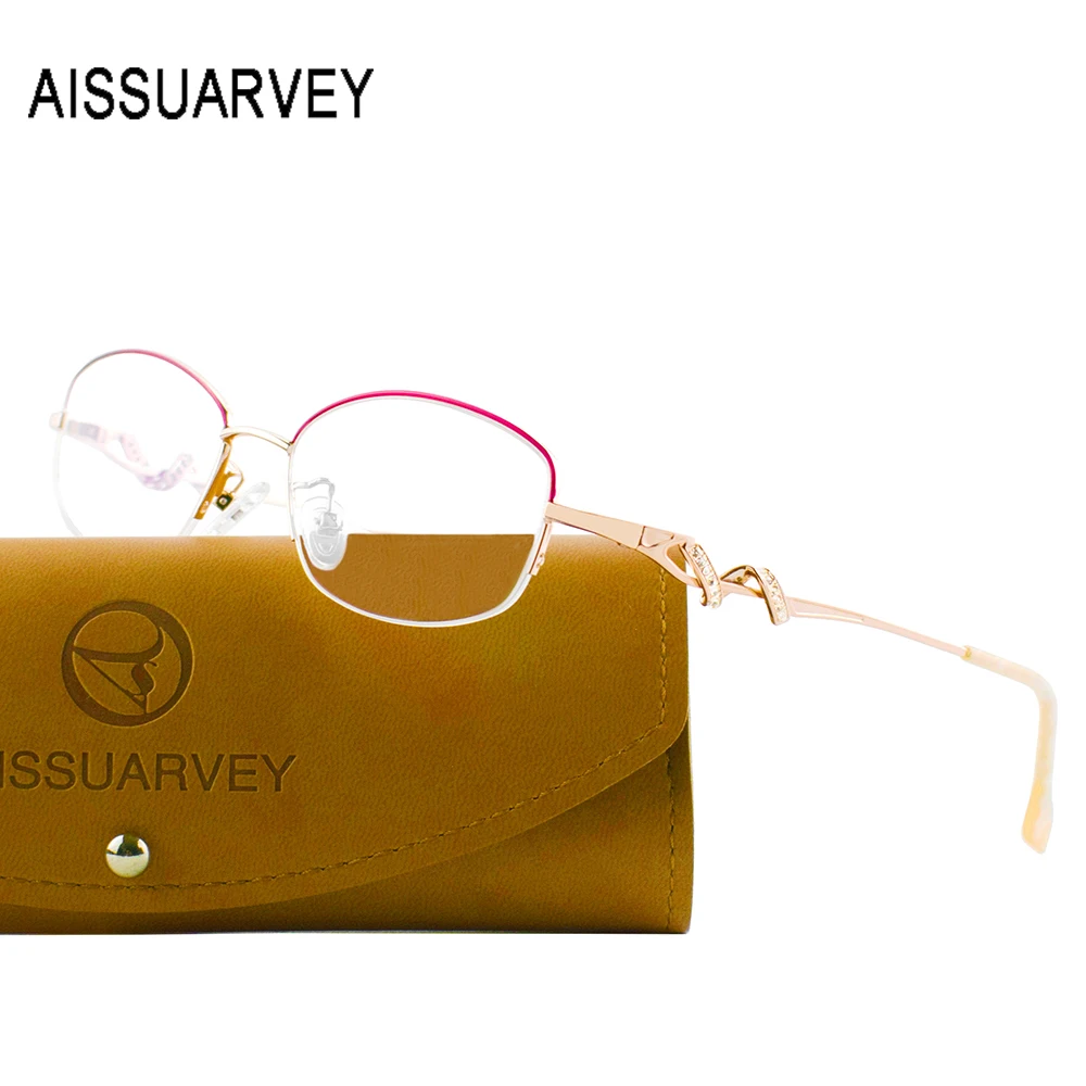 

Women Metal Rhinestone Glasses Frame Half Rim Crystal Brand Design Eyeglasses Frames Prescription Optical Eye Glasses Oculos New