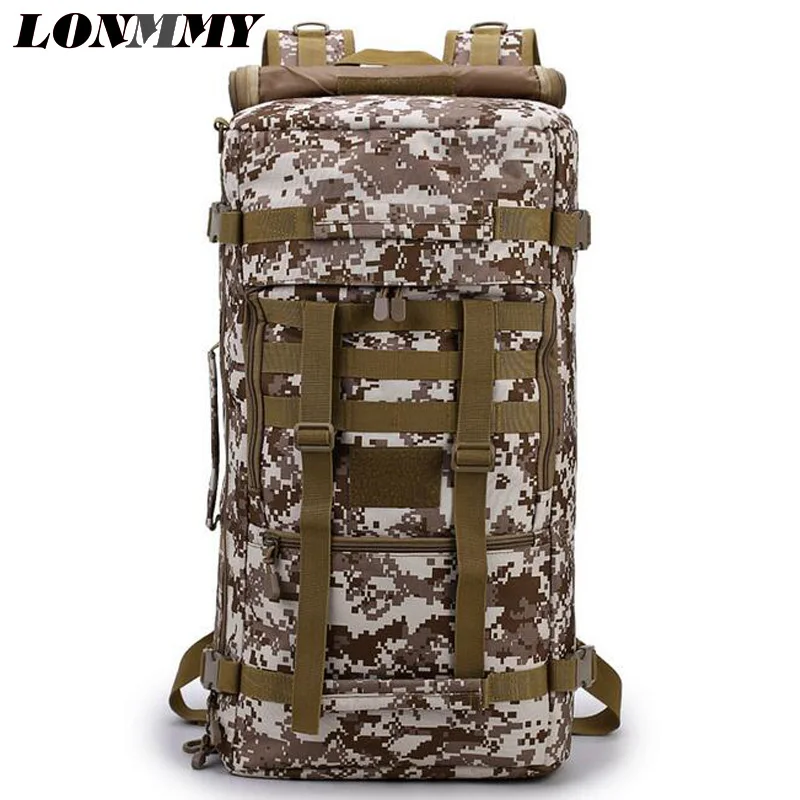 

LONMMY Hot Camouflage 50 liters Unisex Backpacks fashion Military Canvas Multifunction Couple Adventure travel backpack new