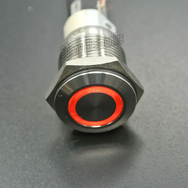 

16mm Momentary / LatchingWaterproof stainless steel Red 6V 12V 24V 110V 220V LED Power Push Button Switch Silver
