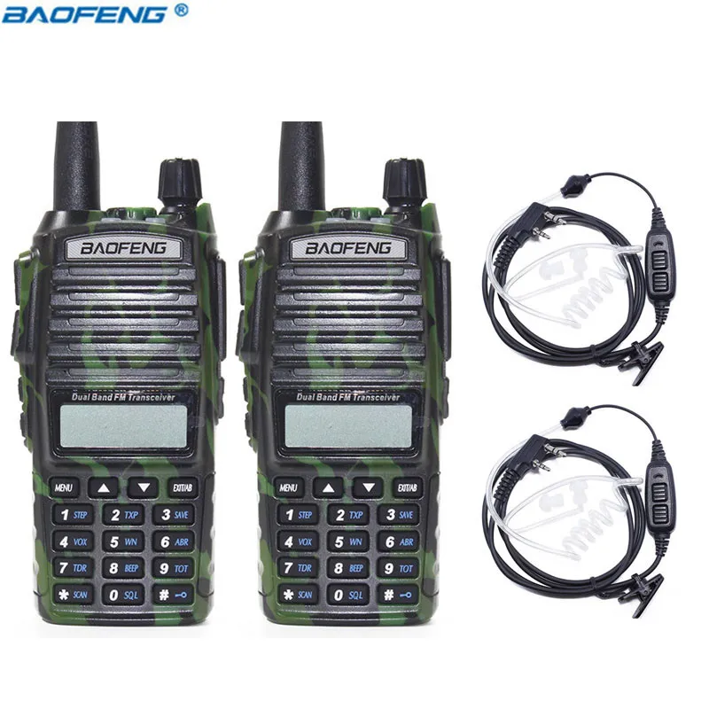 2 шт. Baofeng UV-82 Plus vhf/uhf 8 Вт портативная рация CB трансивер любительский 2 способ радио обновление UV 82+ акустическая гарнитура - Цвет: camouflage