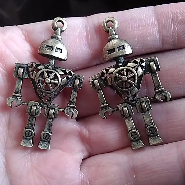 

1pcs machine wheel steampunk 3D robot 45*25mm DIY Retro Bronze Jewelry Bracelet Necklace pendant Free Shipping