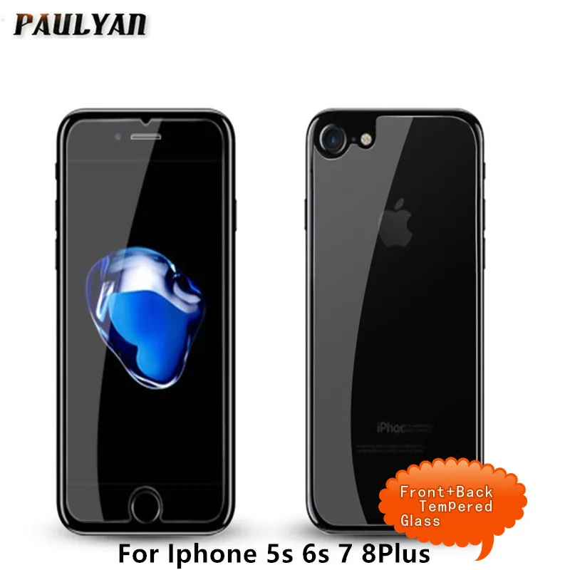 

2pcs 2.5D 9H Front+Back Tempered Glass For IPhone5 5s 6 6s 7 8 Screen Protector Rear Glass Film For Apple Iphone SE 7Plus 8Plus