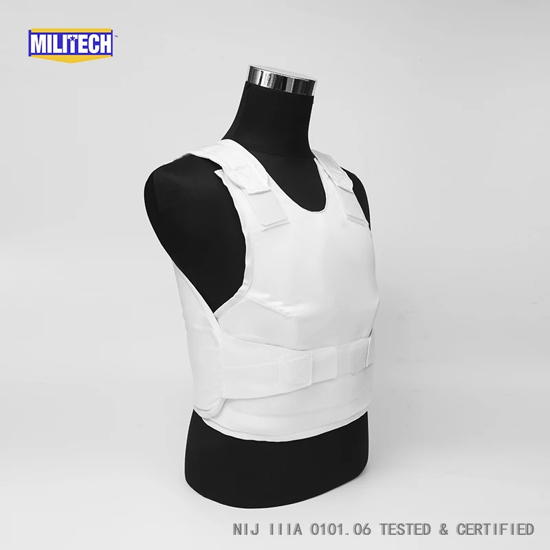 Militech White Female NIJ IIIA 3A and Level 1 Stab Concealable Twaron Aramid Bulletproof Vest Covert Ballistic Bullet Proof Vest