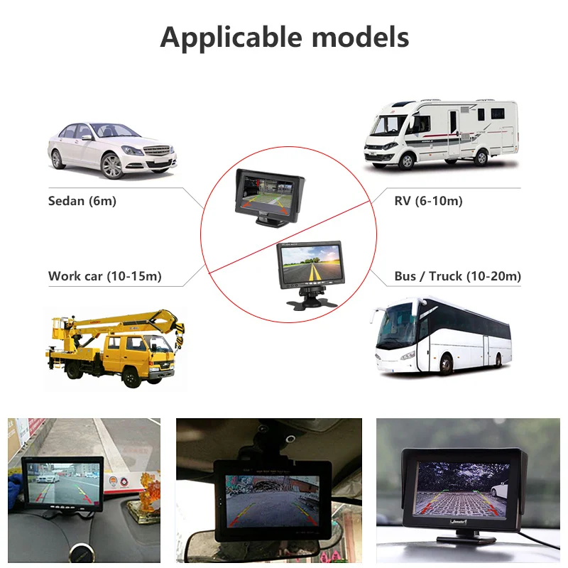 Автомобильный монитор Jansite, 4,3 дюймов, 7 дюймов, камера заднего вида для автомобиля, дистанционное управление, PAL/NTSC 2, видео вход, 12 В, 24 В, АБС-пластик