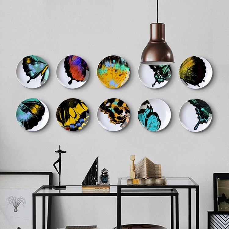 Современные инновационные бабочки тема серии Красочные керамические декоративные тарелки для украшения стен