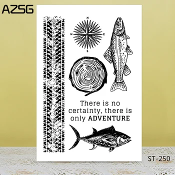 

Adventure/Fish/compass Transparent Silicone Stamp for DIY Scrapbooking/Photo Album Decorative Card Making Clear Stamps Supplies